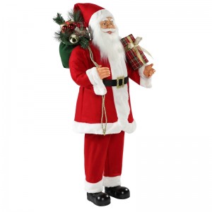30 ~ 110cm Christmas Standing Santa Claus avec sac de cadeau Décoration Ornement Figurine Collection traditionnelle Série de Noël