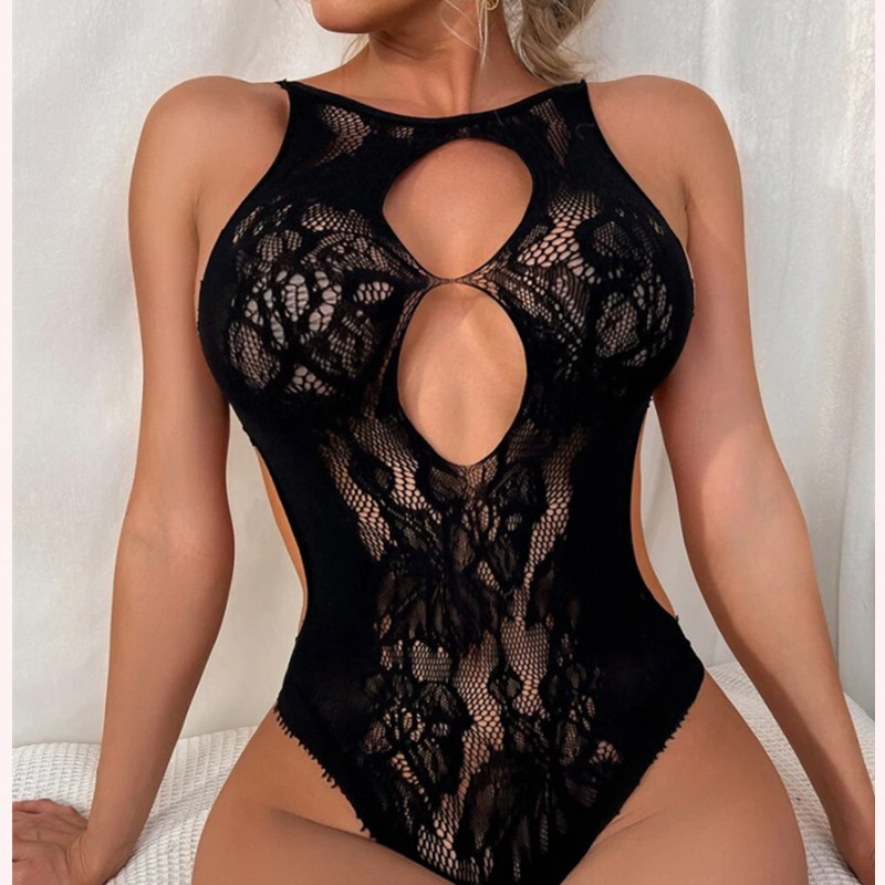 Vente en gros en gros Vente en gros Femmes Body romantique Body TRANSPARENT SHEER MESH Dentelle Dossier Sexy Lingerie Pour Femmes 1 Acheteur
