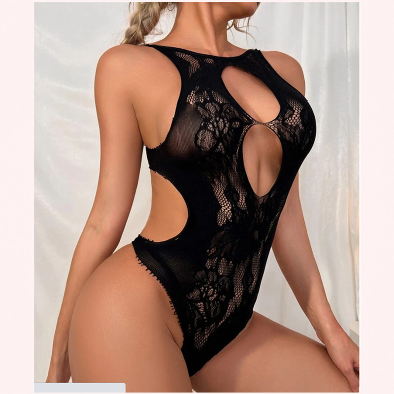 Vente en gros en gros Vente en gros Femmes Body romantique Body TRANSPARENT SHEER MESH Dentelle Dossier Sexy Lingerie Pour Femmes 1 Acheteur