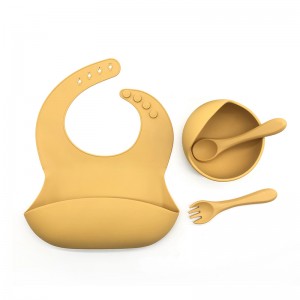 Ensemble d\'alimentation pour bébés en silicone, bol à plaque sévèrement divisé, bavoir en silicone, coupe de boisson, cuillère