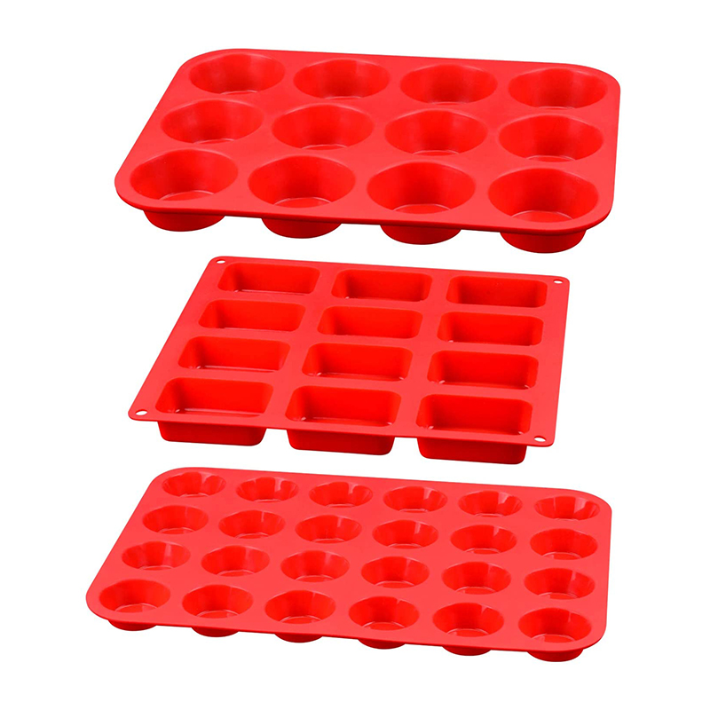 Moules de moules de muffins de silicone rectangulaire rondes, de cuisson de cuisson