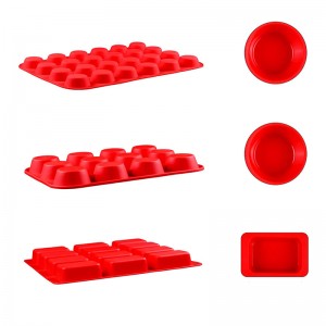 Moules de moules de muffins de silicone rectangulaire rondes, de cuisson de cuisson