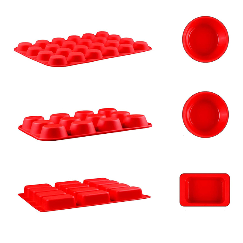 Moules de moules de muffins de silicone rectangulaire rondes, de cuisson de cuisson
