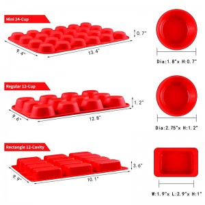 Moules de moules de muffins de silicone rectangulaire rondes, de cuisson de cuisson