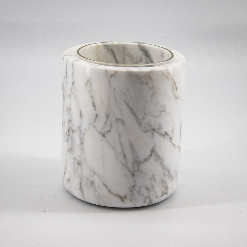 Porte-bougie en verre de pierre de marbrenaturel