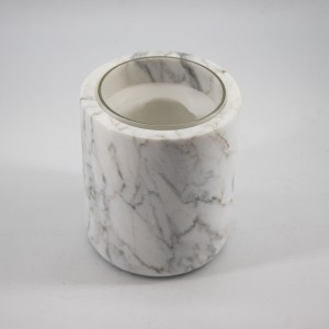 Porte-bougie en verre de pierre de marbrenaturel