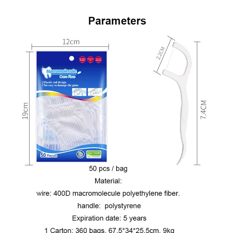Nettoyage efficace Label privé Haute Qualité 50 pcs Dentaire Soie Dentaire Pick Sac OEM Emballage Dentaire Dentaire