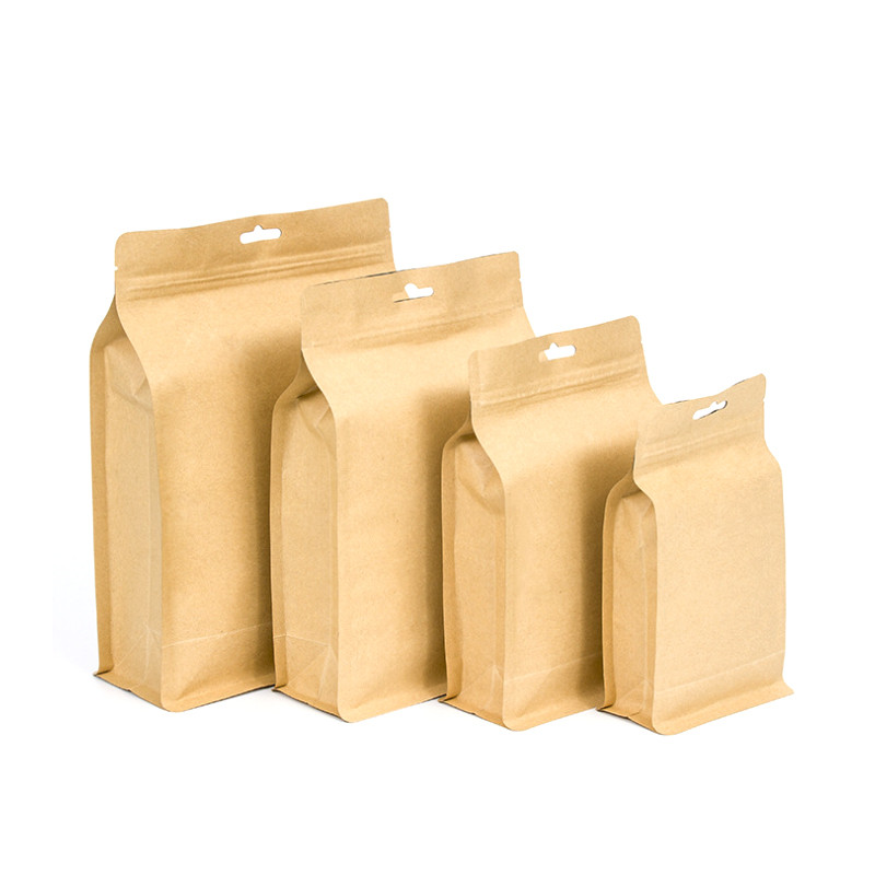 Sac debout de papier kraft à fond plat