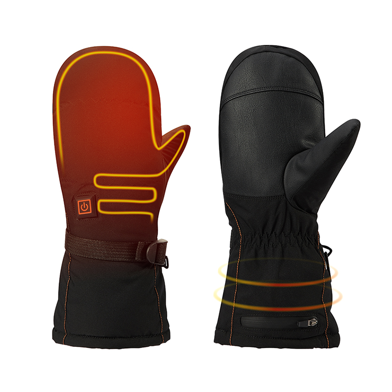 Gants en cuir chauffants électriques d'hiver 2200mAh, Gants de chauffage imperméables pour la pêche