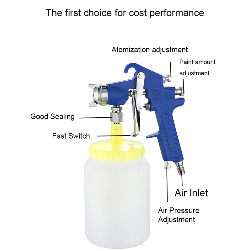 Pistolet à air pulvérisé W-71 1.0/1.3/1.5/1.8mm Buse OEM Factory en métal en plastique d'usine d'usine à haute efficacité pneumatique outils de peinture pneumatique pour voiture et meubles