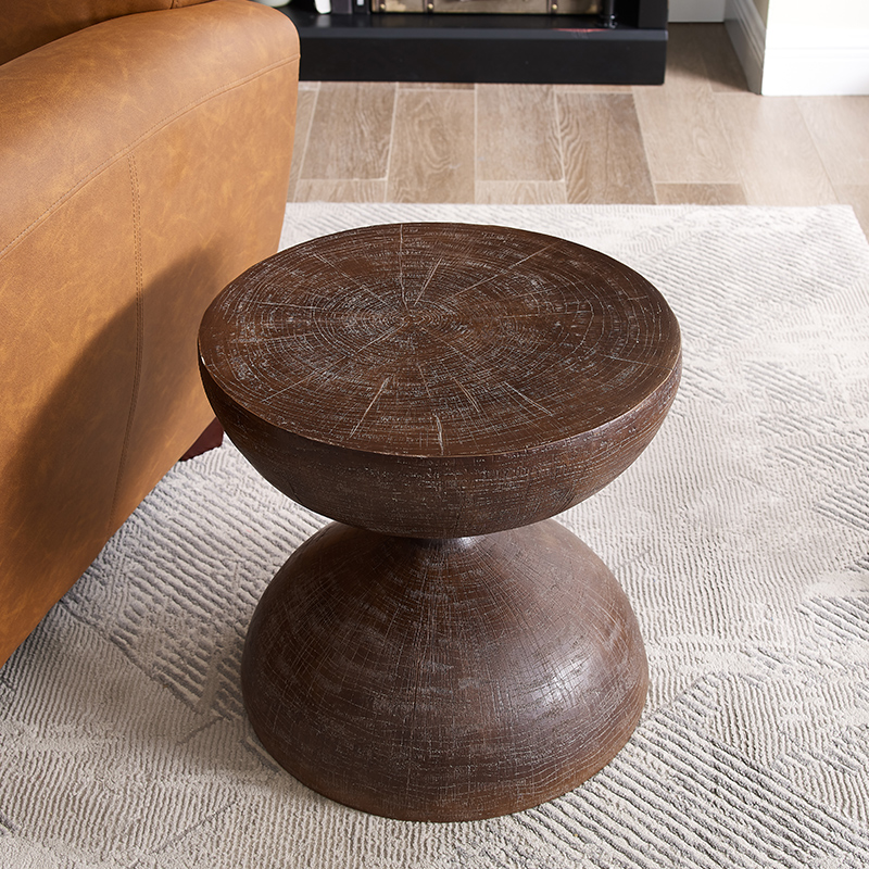 Tabouret Vintage Table basse extérieure Salon Table d'appoint à Sablier en bois