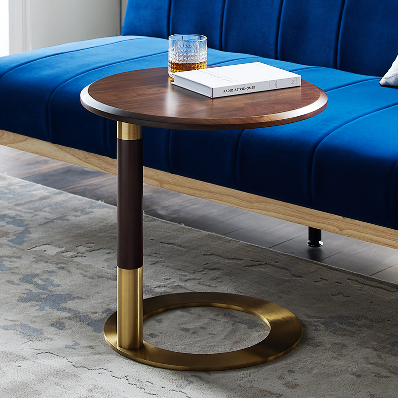 Salon moderne rond de la table de la table en acier inoxydable en acier inoxydable Table basse en bois