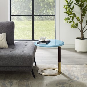 Salon moderne rond de la table de la table en acier inoxydable en acier inoxydable Table basse en bois