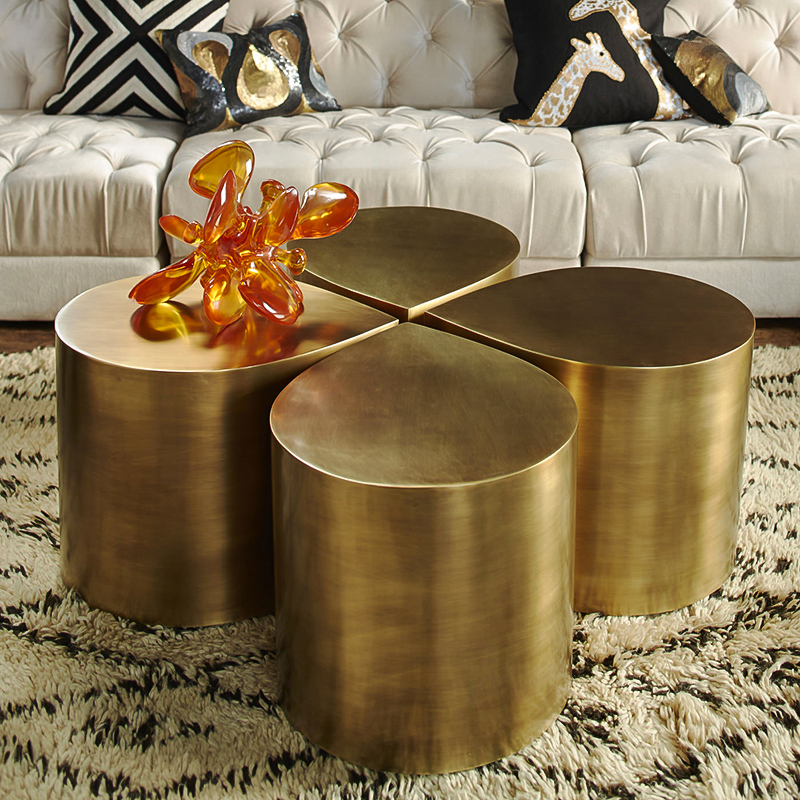 Pettal Design Table basse de luxe esthétique 4 tables latérales en or pour salon moderne
