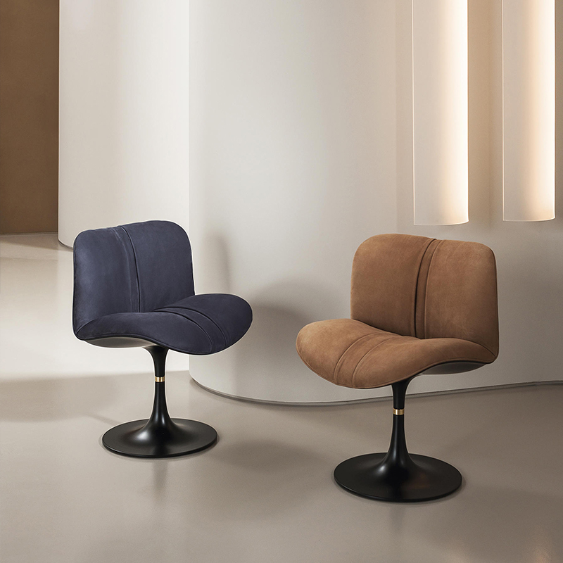 Minimaliste Italien Designer de luxe de luxe en fibre de verre Véritable Véritable Chaise d'accent pivotant pour salon