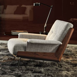 Lobby de style italien Chaise longue en cuir véritable moderne de luxe pour meubles de salon