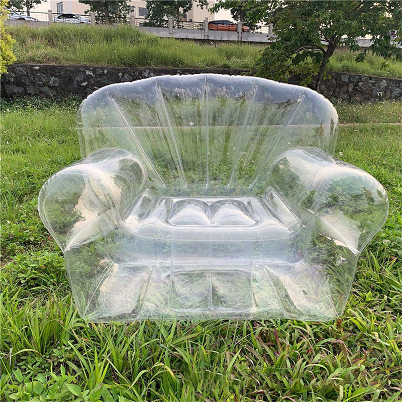 Canapé gonflable transparent en PVC, chambre à coucher en plein air loisirs, chaise pliante gonflable unique