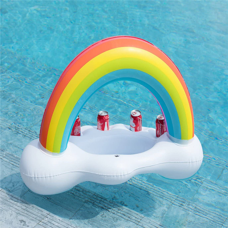 Boissons Barre de service des fruits, arc-en-ciel flottant gonflable, porte-gobelet ennuage pour piscine