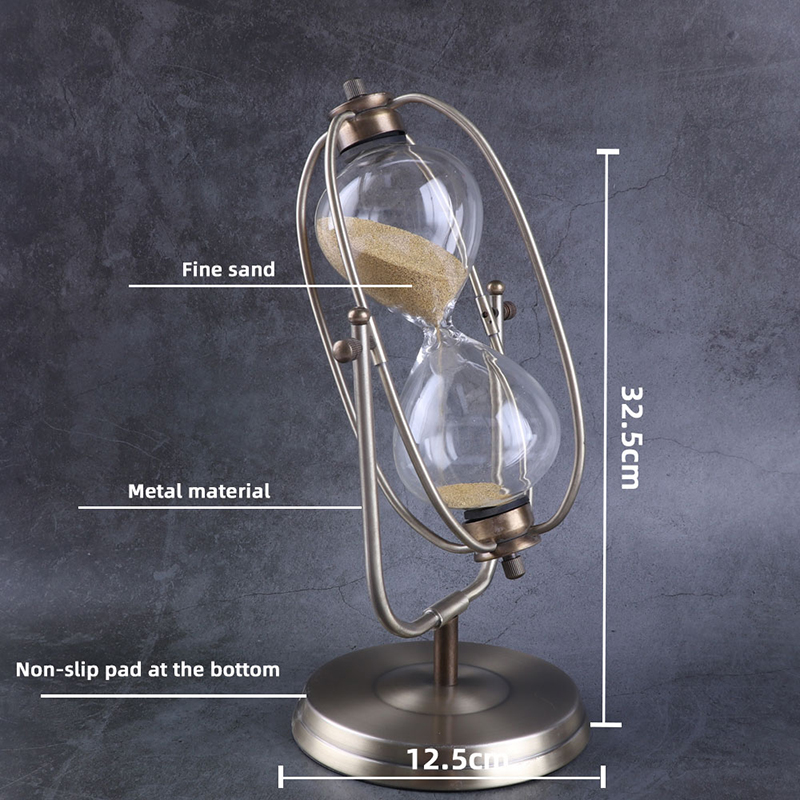 Horloge en métal de minuterie pivote de sable de style européen salon décoration décoration ornements cadeau d'anniversaire30/60 minutes time sablier