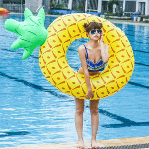 Bague denatation gonflable d\'ananas, flotteur portable pour la piscine, jouet d\'eau pour adulte et enfants