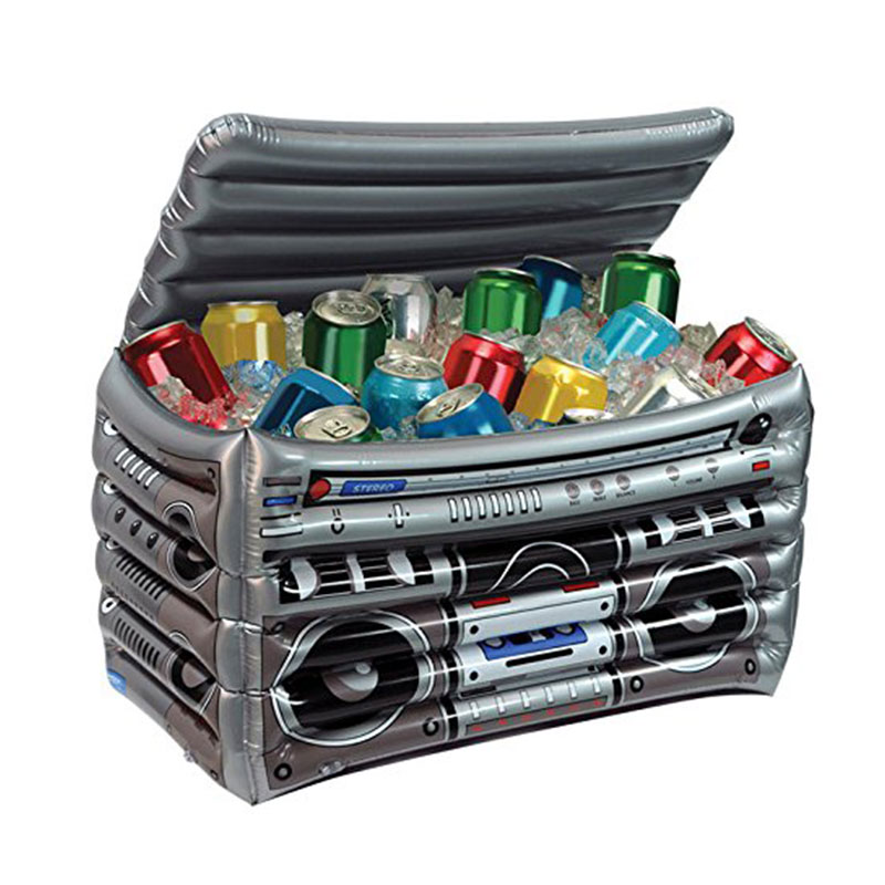 Bucket de glace gonflable Pool Float Boire Fruit Boombox Refroidisseur, Conteneur de glace PVC Seau de glace innovant de la radio avec couvercle