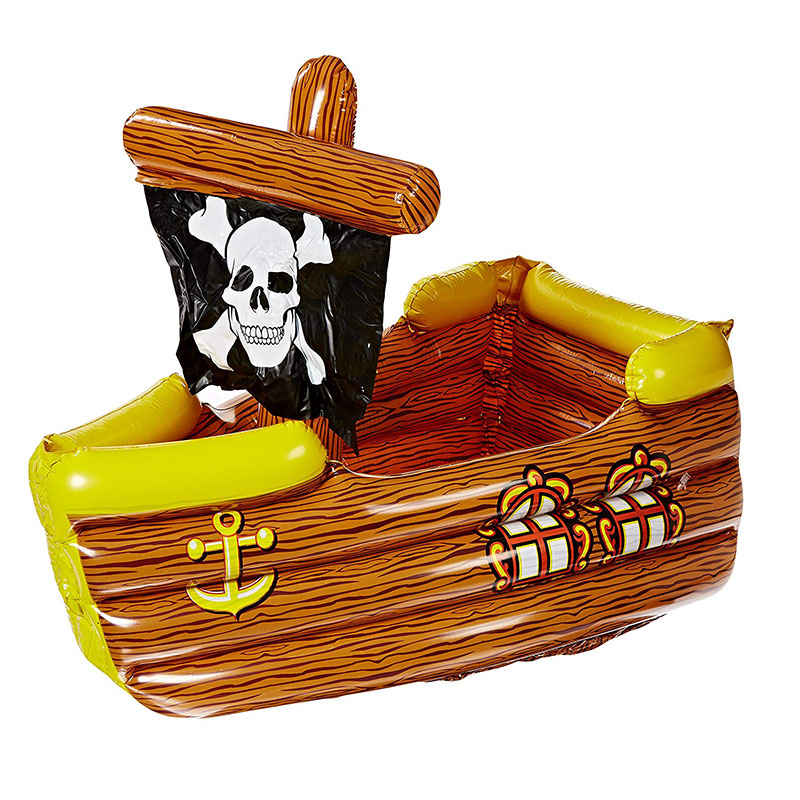 Pirate de pirate de PVC et jaune gonflable avec drapeau crossbone, jouette de refroidisseur de soirée décorative