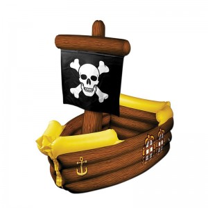 Pirate de pirate de PVC et jaune gonflable avec drapeau crossbone, jouette de refroidisseur de soirée décorative