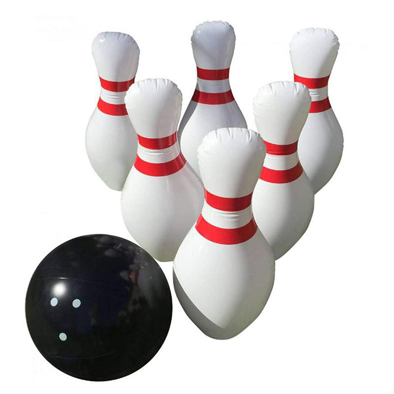 L'ensemble de bowling gonflable comprend une grosse boule et 6 broches de bowling gonflables Jumbo Bowling Set Game pour les enfants