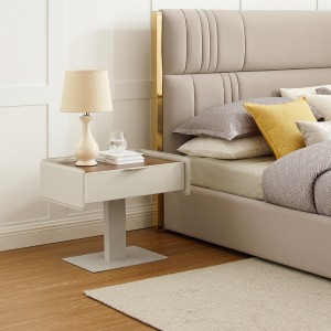 Table table denuit marron italienne moderne en cuir de jambe en cuir grosse tables de chevet en bois