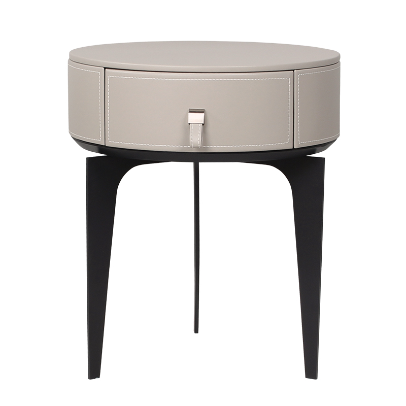 table de chevet en cuir gris mini petite table de chevet rond de luxe moderne étroit