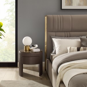 style européen en cuir blanc moderne Luxury Table de chevet en marbre rond