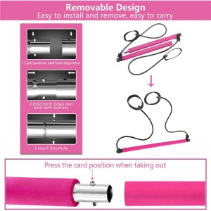 Ensemble de barres Pilates, Portable Yoga Exercice Pilate Stick avec une boucle de pied de bande de résistance, équipement de fitness