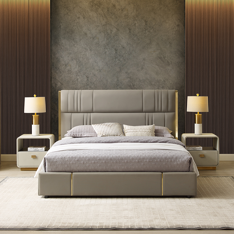 Hôtel italien lit en cuir moderne 1,8 m Double lit de luxe meubles de chambre à coucher king size