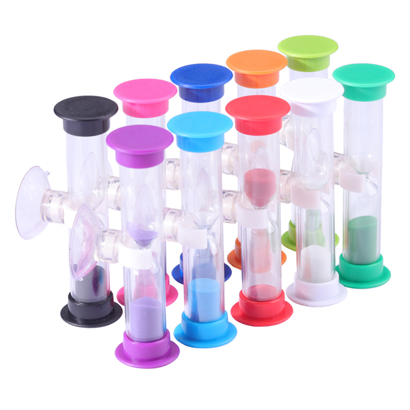 Vente chaude d'usine Colorful mini 135min Timer de sable en plastique Souilleur de ventouse
