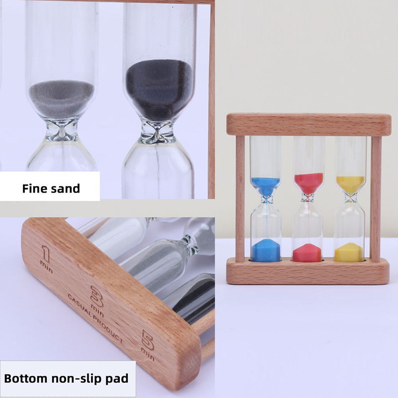 L'usine peut être personnalisée 3 pouces de sablier en verre en bois pour la cuisine Cuisine Cuisine Créative Métal de sablier en métal en bois rotatif