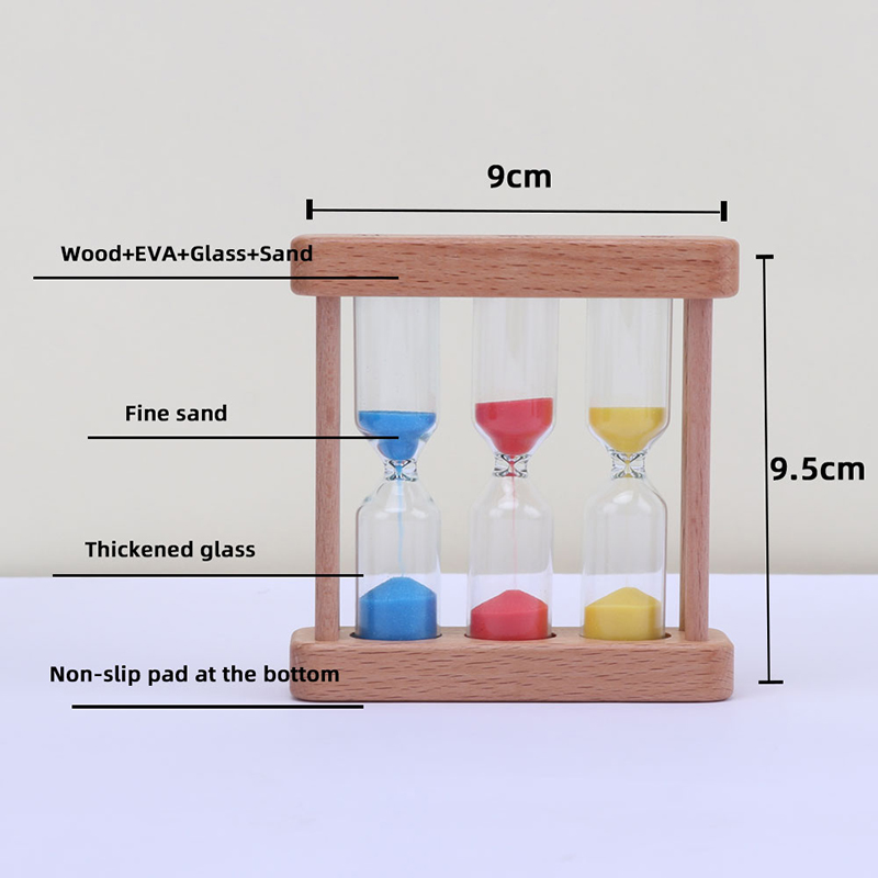 L'usine peut être personnalisée 3 pouces de sablier en verre en bois pour la cuisine Cuisine Cuisine Créative Métal de sablier en métal en bois rotatif