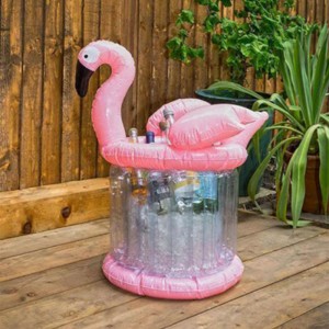 Refroidisseur de seau gonflable de glace gonflable rose, jouets de fête d\'été accessoires de plage de piscine, porte-tasse à bière de bière