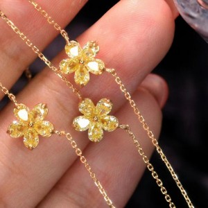 18K/14k/10k Gold Jaune Diamond Petal Collier pour fille