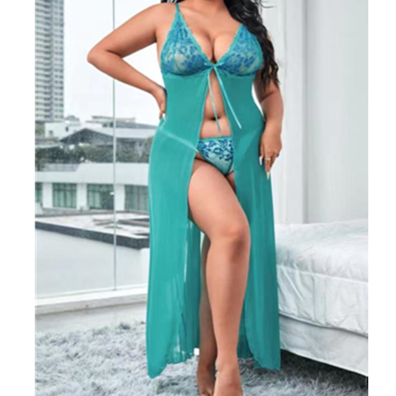 Flyaway Mesh Robe Sexy Nightwear Long Robe Nightgown Woman Night Robe