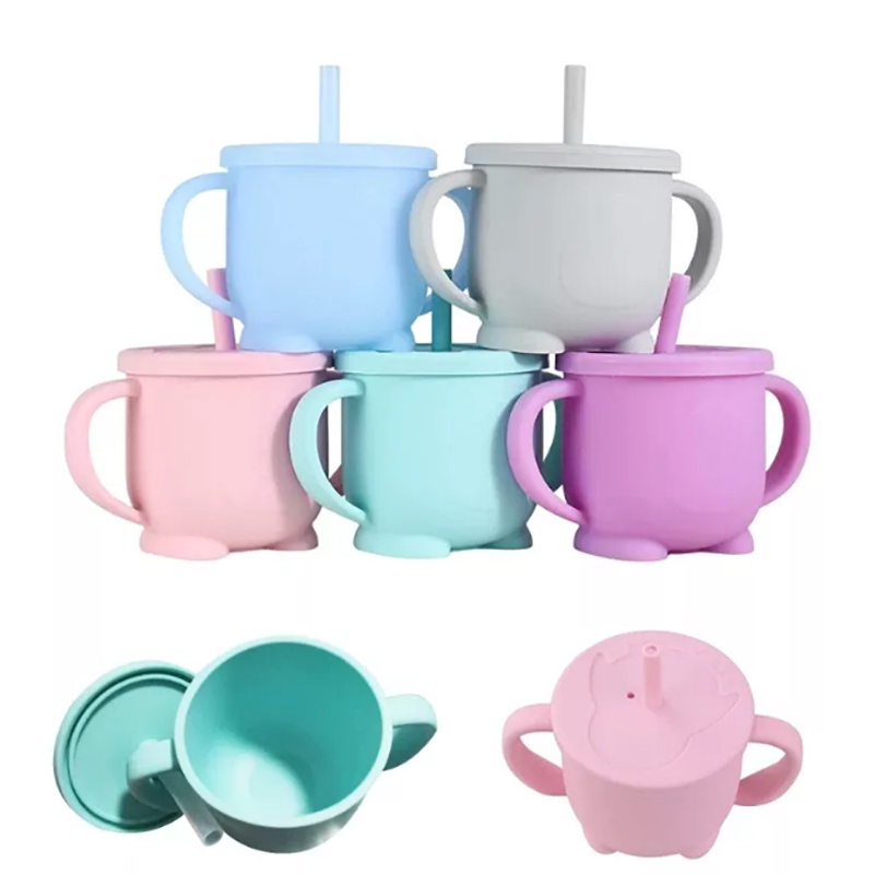 Tasses d'entraînement en silicone pour bébé en silicone, tasses penchées denourriture