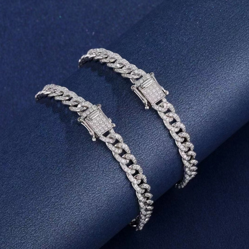Bijoux tuochen 18K/14k/10k bracelet cubain doré avec diamant/moissanite pierre pour l'homme