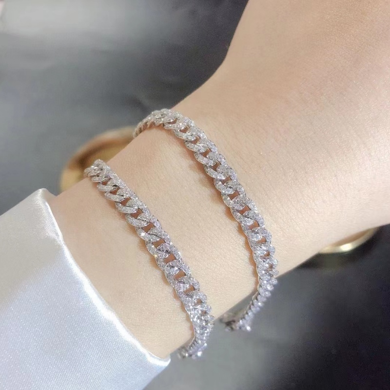 Bijoux tuochen 18K/14k/10k bracelet cubain doré avec diamant/moissanite pierre pour l'homme