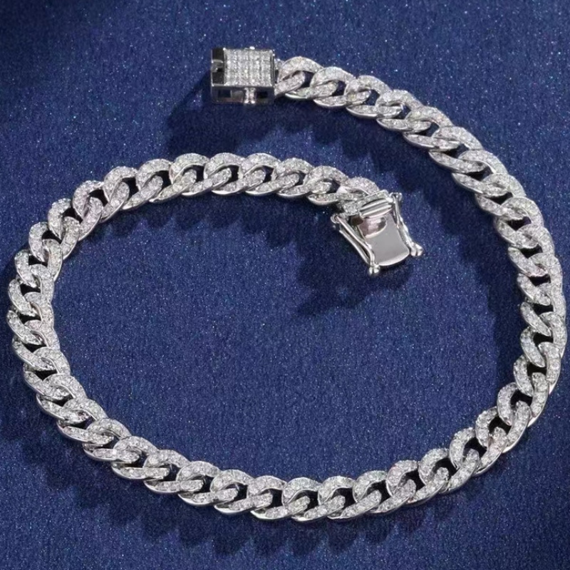Bijoux tuochen 18K/14k/10k bracelet cubain doré avec diamant/moissanite pierre pour l'homme