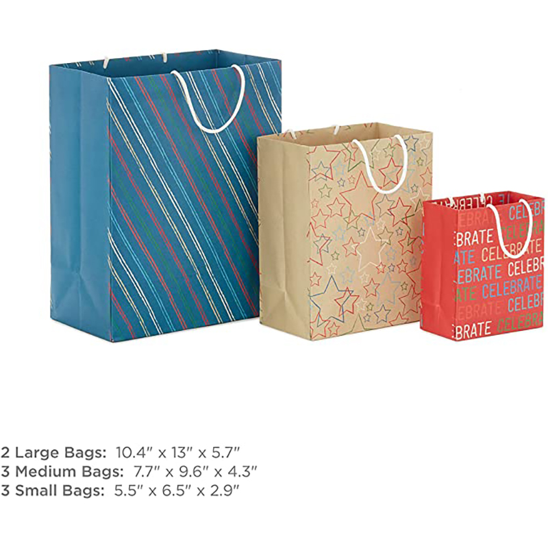 Assortiment de sacs cadeaux recyclables Hallmark (8 sacs: 3 Small 6 \\ \