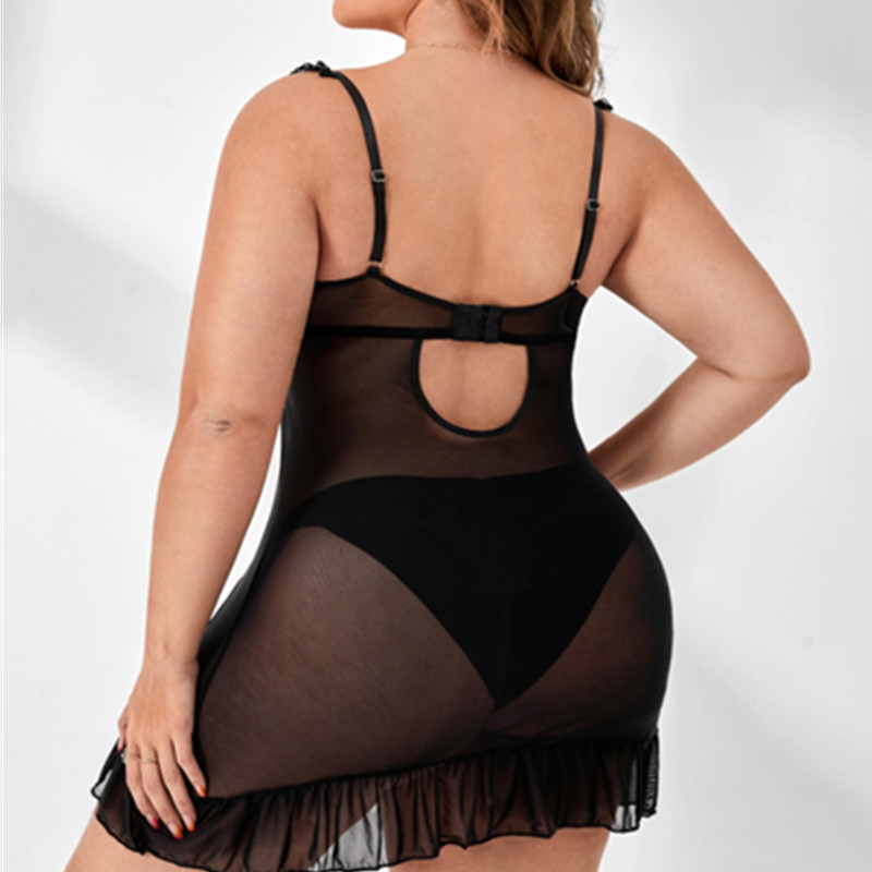 Contraste Sexine Sexy Nightwear Bright Suspender Jupe avec des fioritures volées