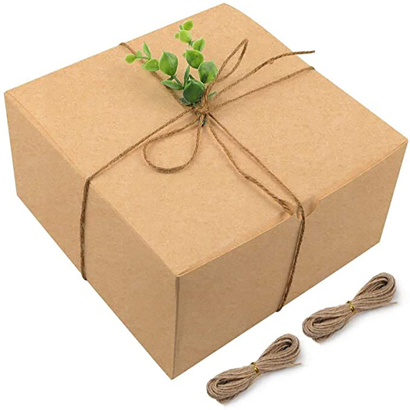 Moretoes Brown Gift Boxes Kraft Pack 8x8x4 pouces, boîtes en carton cadeau en papier avec couvercles pour cadeaux de Noël, boîtes de proposition de demoiselle d'honneur, boîtes à cupcakes, artisanat