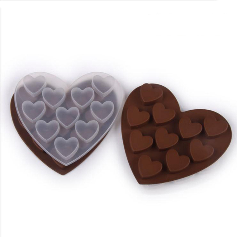 10 Cavités Moule de silicone en forme de coeur pour cuisson de savon au chocolat Poudding Pudding Jelly Bookie Ice Cube Small Cake Gélatine