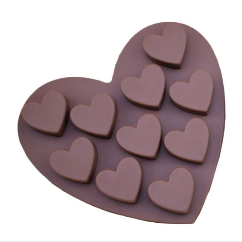 10 Cavités Moule de silicone en forme de coeur pour cuisson de savon au chocolat Poudding Pudding Jelly Bookie Ice Cube Small Cake Gélatine