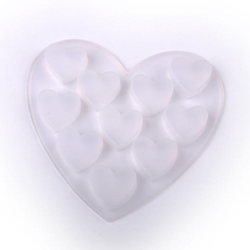 10 Cavités Moule de silicone en forme de coeur pour cuisson de savon au chocolat Poudding Pudding Jelly Bookie Ice Cube Small Cake Gélatine