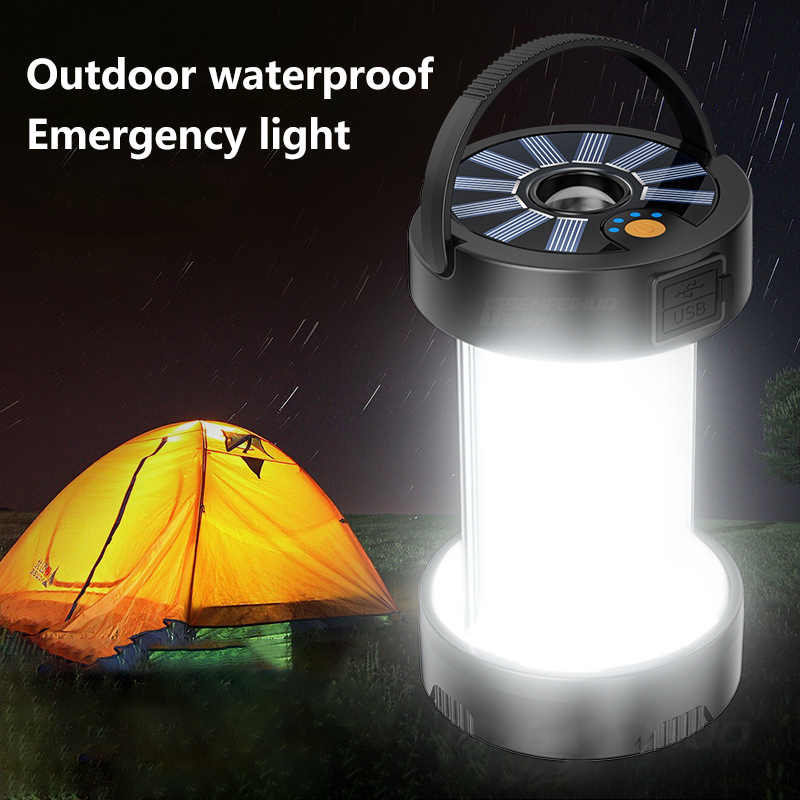 LED extérieure Camping Lumières d'urgence solaire Lampe rechargeable Lanterne imperméable
